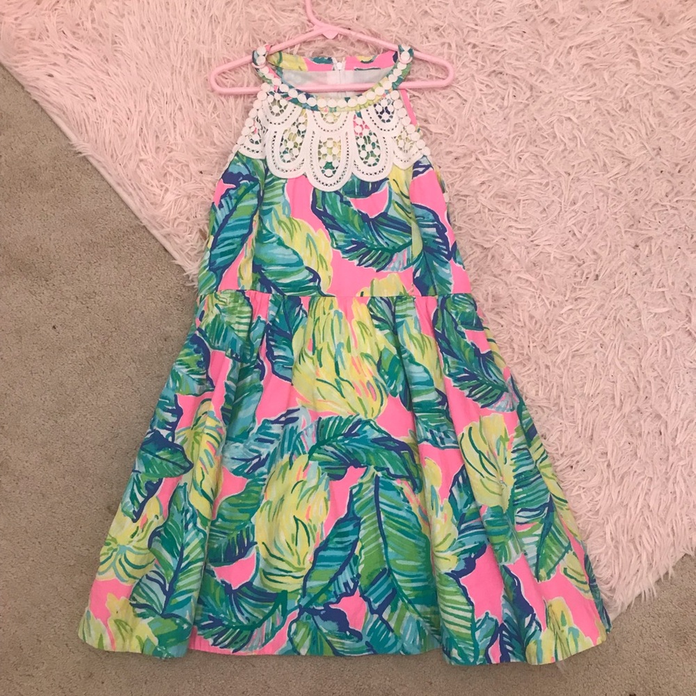 Lilly Pulitzer Tropical Dress with White Lace
